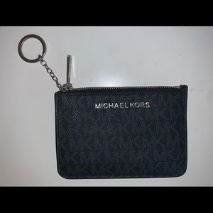 Black Michael Kors Jet Set small Keychain Wallet
